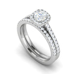 Load image into Gallery viewer, 0.50 cts Solitaire Halo Diamond Split Shank Platinum Ring JL PT RH RD 297   Jewelove.US
