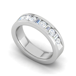 Platinum with Emerald Cut Diamond Half Eternity Ring for Women JL PT WB RD 154   Jewelove