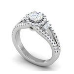 Load image into Gallery viewer, 0.50cts Solitaire Halo Diamond Split Shank Platinum Ring JL PT 198   Jewelove.US
