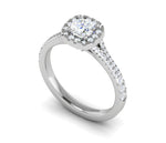 Load image into Gallery viewer, 0.50 cts Cushion Solitaire Platinum Halo Diamond Split Shank Ring JL PT RH CU 288   Jewelove.US
