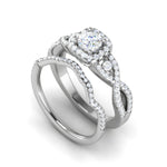 Load image into Gallery viewer, 0.50cts Solitaire Halo Diamond Twisted Shank Platinum Ring JL PT RV RD 163   Jewelove
