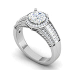 Load image into Gallery viewer, 0.50cts Halo Solitaire Halo Diamond Split Shank Platinum Ring JL PT TRG130020   Jewelove.US
