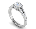 Load image into Gallery viewer, 0.50 cts Cushion Solitaire Halo Diamond Split Shank Platinum Ring JL PT RH CU 256   Jewelove.US
