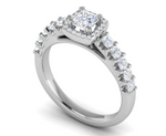 Load image into Gallery viewer, 0.50 cts Princess Cut Solitaire Halo Diamond Shank Platinum Ring JL PT RH PR 292   Jewelove.US
