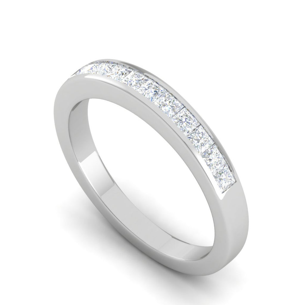 6 Pointer Half Eternity Platinum Princess cut Diamonds Ring for Women JL PT WB PR 142  GH-VVS Jewelove