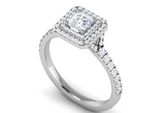 Load image into Gallery viewer, 0.50 cts Princess Cut Solitaire Double Square Halo Shank Platinum Ring JL PT RH PR 241   Jewelove.US
