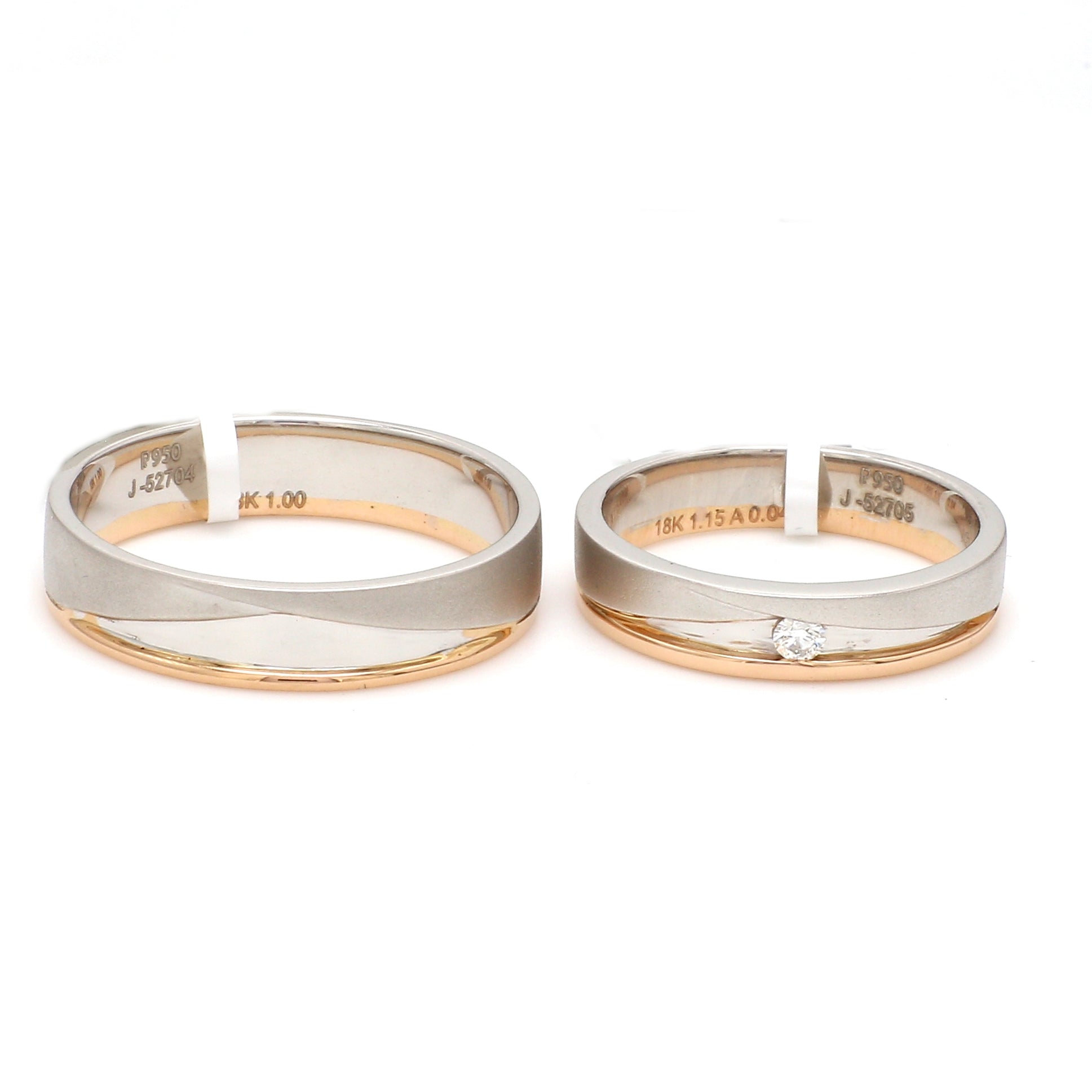 Designer Diamond Platinum Rose Gold Couple Rings JL PT 1131