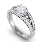 Load image into Gallery viewer, 0.50 cts Solitaire Halo Diamond Split Shank Platinum Ring JL PT RH RD 208   Jewelove.US
