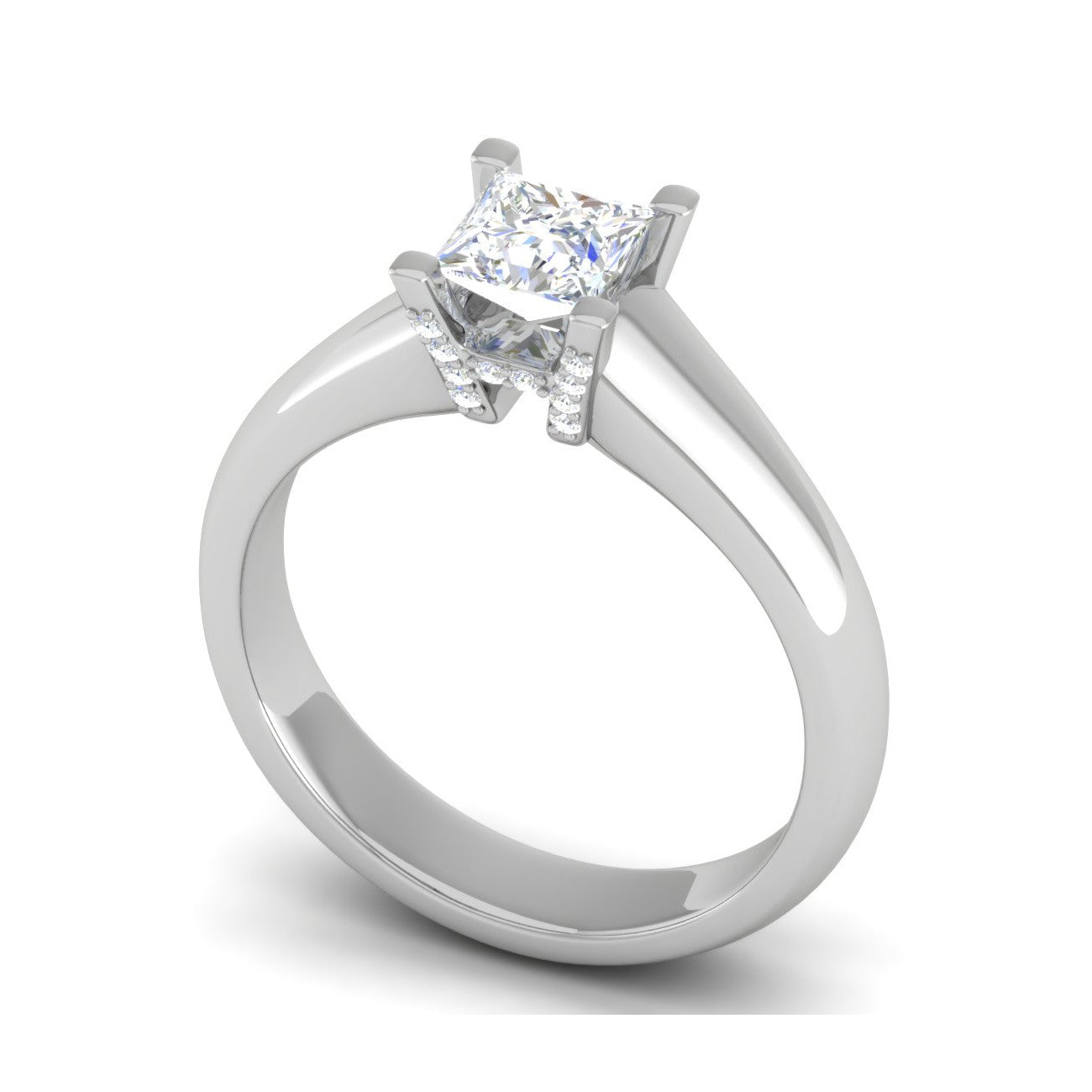 0.30 cts. Princess Cut Solitaire Shank Platinum Diamond Engagement Ring JL PT MHD267EG   Jewelove.US