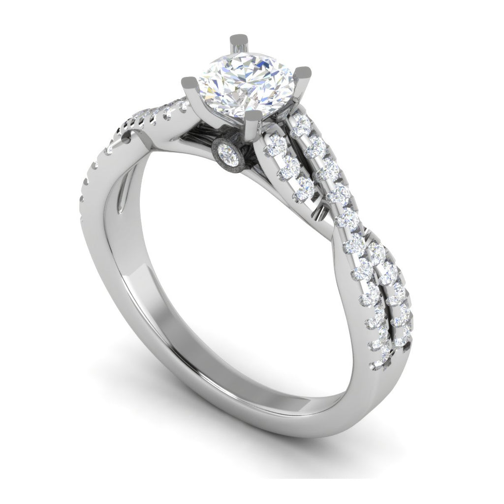 0.50 cts Solitaire with Twisted Shank Diamonds Platinum Ring JL PT RP RD 220   Jewelove.US