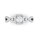 Load image into Gallery viewer, 0.50 cts Halo Diamond Twisted Shank Solitaire Platinum Ring JL PT RH RD 181   Jewelove.US
