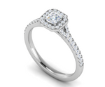 Load image into Gallery viewer, 0.50 cts Princess Cut Solitaire Halo Diamond Shank Platinum Ring JL PT RH PR 235   Jewelove.US
