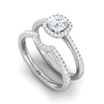 Load image into Gallery viewer, 0.50cts Solitaire Halo Diamond Split Shank Platinum Ring JL PT RV RD 164   Jewelove
