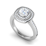 Load image into Gallery viewer, 0.50 cts. Cushion Solitaire Double Halo Diamond Shank Platinum Ring JL PT RH CU 147   Jewelove.US
