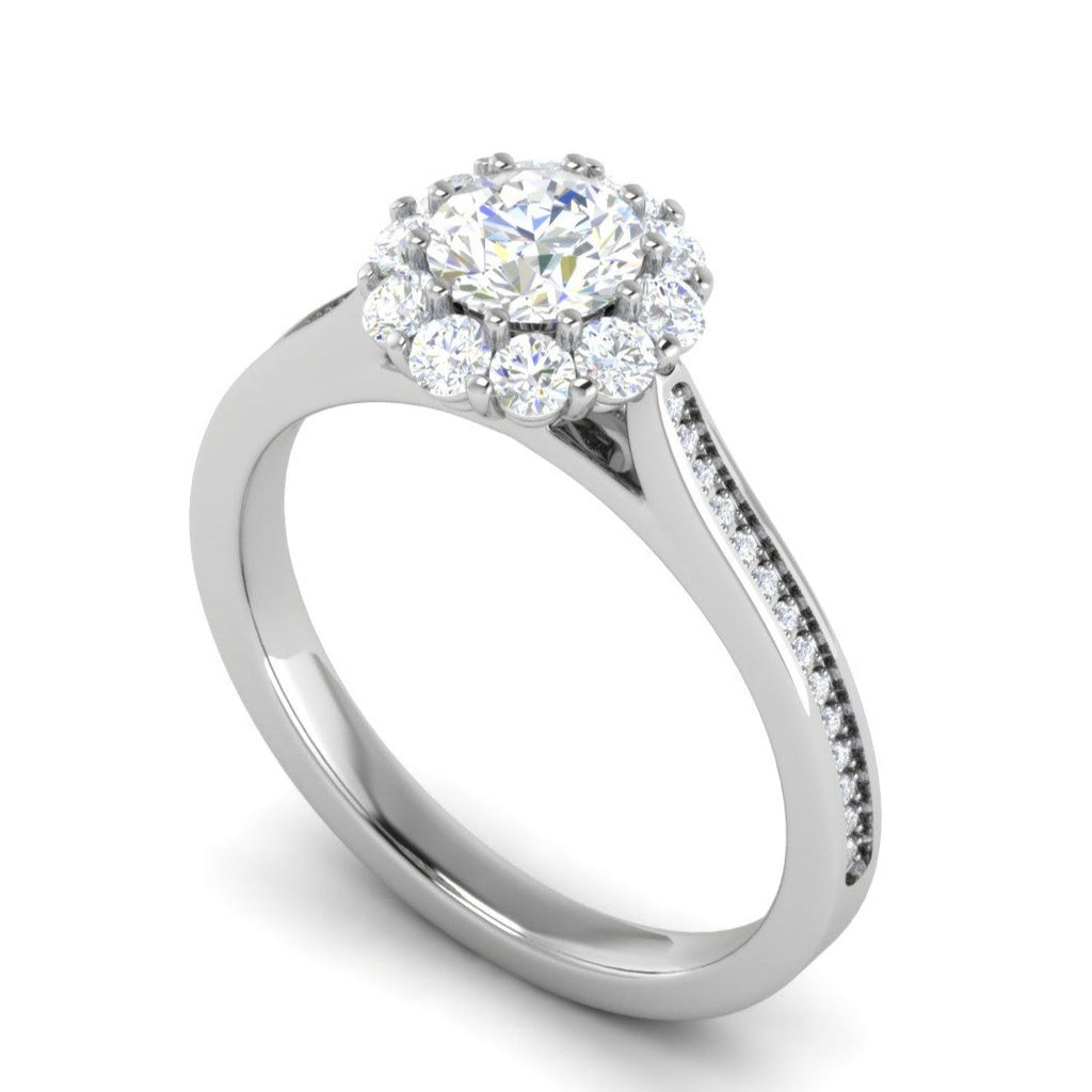 0.50 cts Solitaire Halo Diamond Shank Platinum Ring JL PT RH RD 232   Jewelove.US