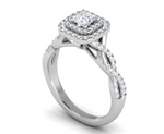 Load image into Gallery viewer, 0.50 cts Princess Square Double Halo Twisted Shank Cut Solitaire Platinum Ring JL PT RH PR 260   Jewelove.US
