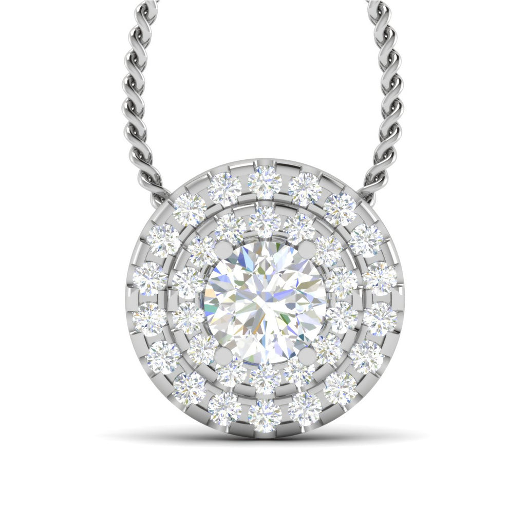 0.30cts Solitaire Platinum Double Halo Diamond Pendant for Women JL PT P PF RD 106   Jewelove.US