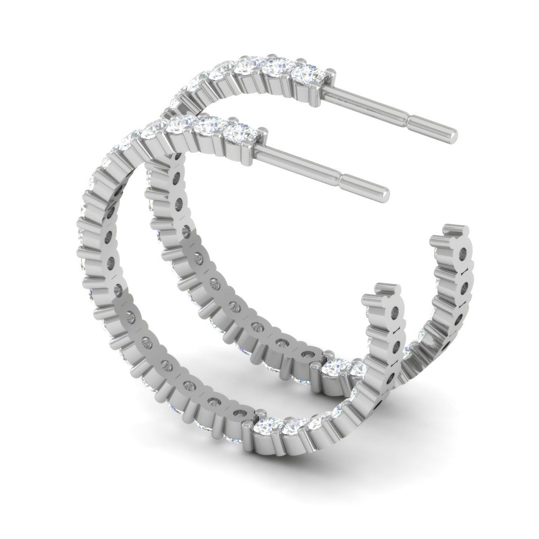 Platinum Diamond Hoop Bali Earrings for Women JL PT E DH RD 109   Jewelove.US