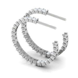 Platinum Diamond Hoop Bali Earrings for Women JL PT E DH RD 109   Jewelove.US