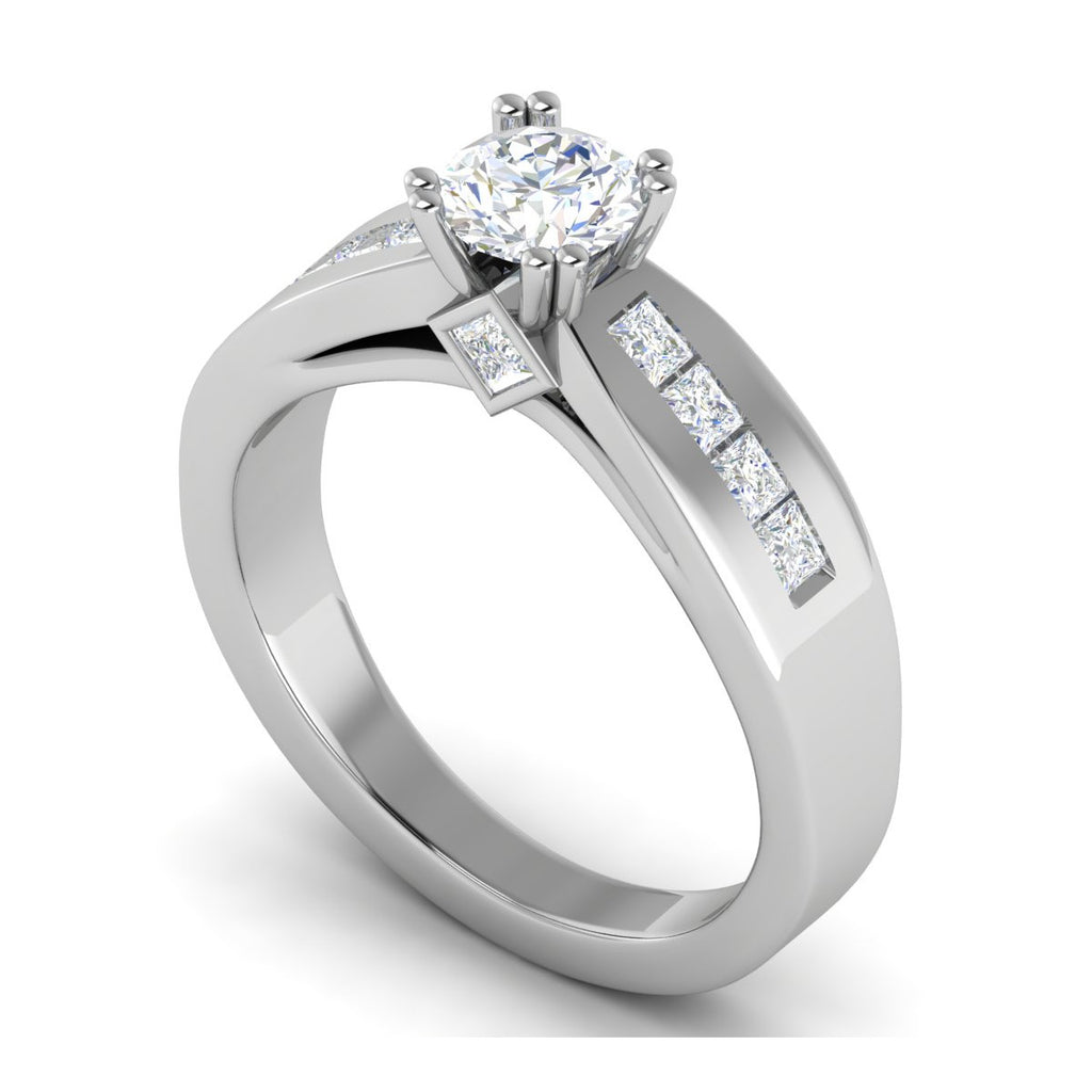 0.50 cts Pointer Solitaire Platinum Ring with Princess Cut Diamonds JL PT RC RD 275   Jewelove.US