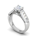 Load image into Gallery viewer, 0.50cts Solitaire Diamond Baguette Shank Platinum Ring JL PT WB5529E   Jewelove.US
