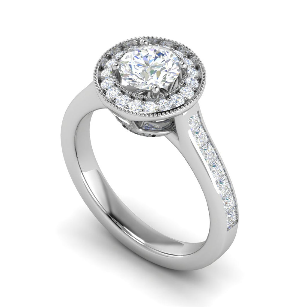 0.70 cts Solitaire Halo Diamond Shank Platinum Ring JL PT RH RD 149   Jewelove.US