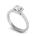 Load image into Gallery viewer, 0.30 cts. Cushion Solitaire Halo Diamond Shank Platinum Ring JL PT RH AS 294   Jewelove.US
