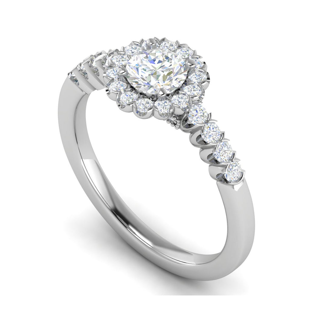 0.50 cts Solitaire Halo Diamond Shank Platinum Ring JL PT RH RD 183   Jewelove.US