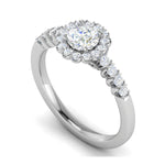 Load image into Gallery viewer, 0.50 cts Solitaire Halo Diamond Shank Platinum Ring JL PT RH RD 183   Jewelove.US
