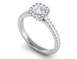 Load image into Gallery viewer, 0.50 cts Princess Cut Solitaire Halo Diamond Shank Platinum Ring JL PT RH PR 283   Jewelove.US
