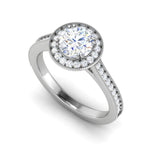 Load image into Gallery viewer, 0.70 cts Halo Diamond Shank Solitaire Platinum Ring JL PT RH RD 150   Jewelove.US
