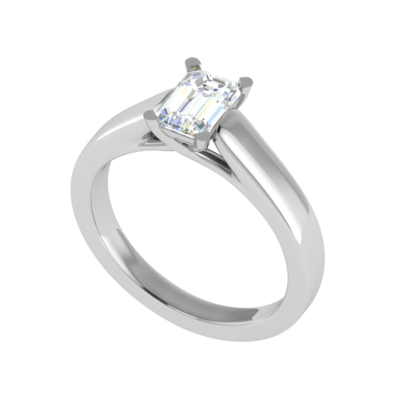 0.50 cts Emerald Cut Solitaire Diamond Platinum Ring JL PT RS EM 127-A   Jewelove.US