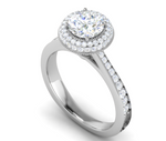 Load image into Gallery viewer, 1 Carat Solitaire Double Halo Diamond Shank Platinum Ring JL PT RH RD 124   Jewelove.US
