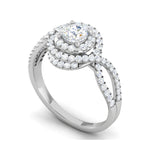 Load image into Gallery viewer, 0.50cts Solitaire Double Halo Diamond Twisted Shank Platinum Ring JL PT WB5922E   Jewelove.US
