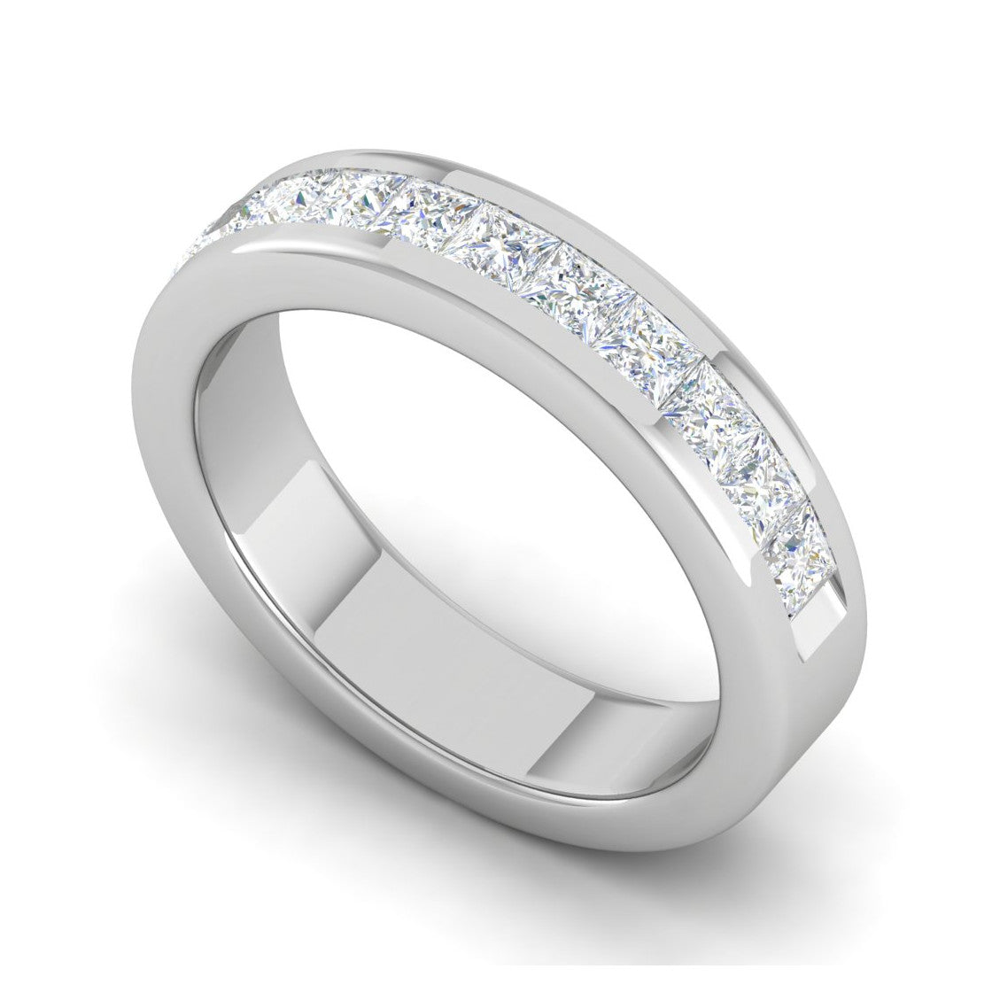 7 Pointer Princess Cut Diamond Platinum Half Eternity Wedding Band for Women JL PT WB PR 160   Jewelove