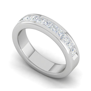 7 Pointer Princess Cut Diamond Platinum Half Eternity Wedding Band for Women JL PT WB PR 160   Jewelove