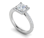 Load image into Gallery viewer, 1 Carat Princess Cut Solitaire Square Halo Diamond Shank Platinum Ring JL PT RH PR 117   Jewelove.US
