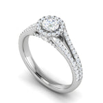 Load image into Gallery viewer, 0.50 cts Solitaire Halo Diamond Split Shank Platinum Ring JL PT RH RD 224   Jewelove.US
