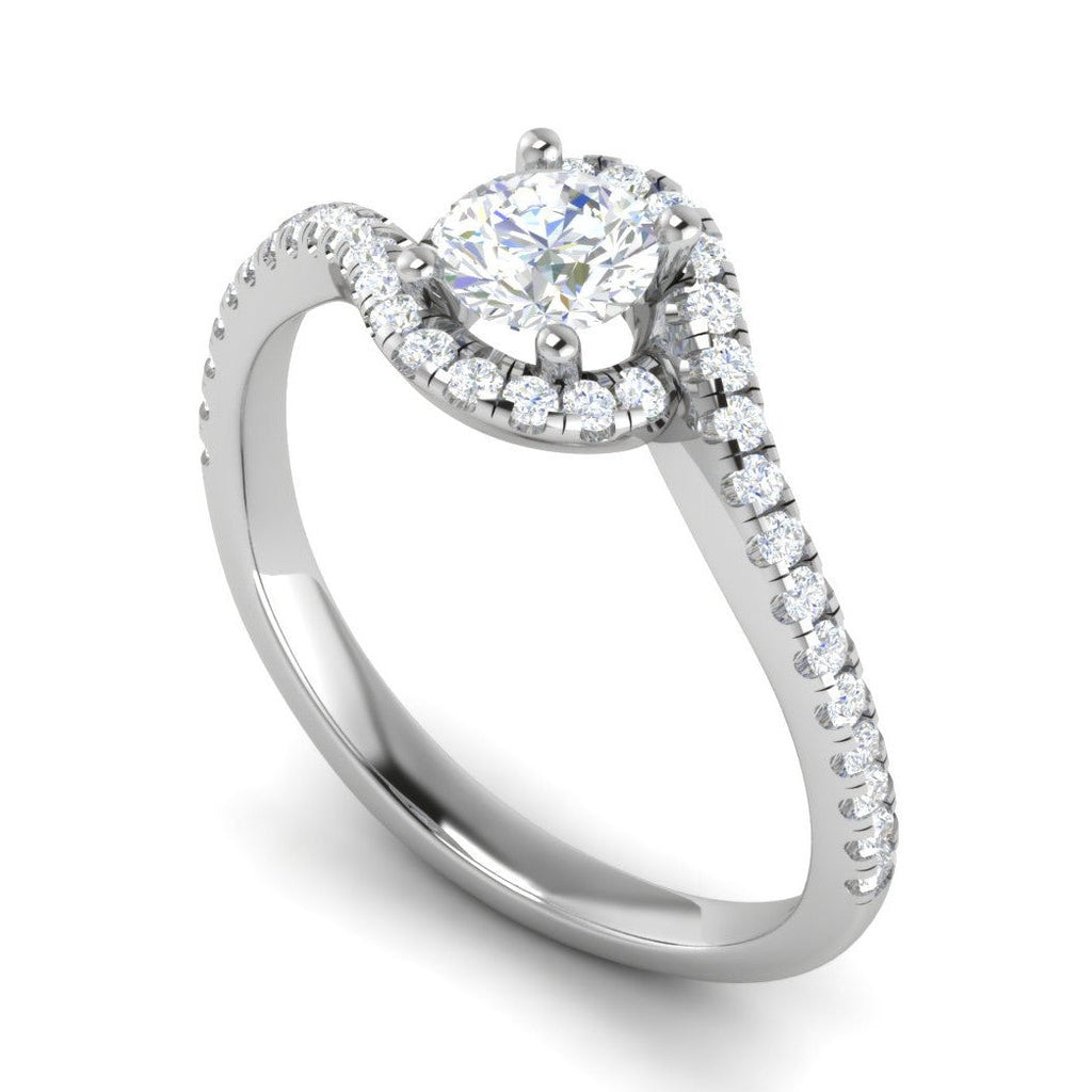 0.50 cts. Platinum Solitaire Ring with Twisted Diamond Shank JL PT RH RD 225   Jewelove.US