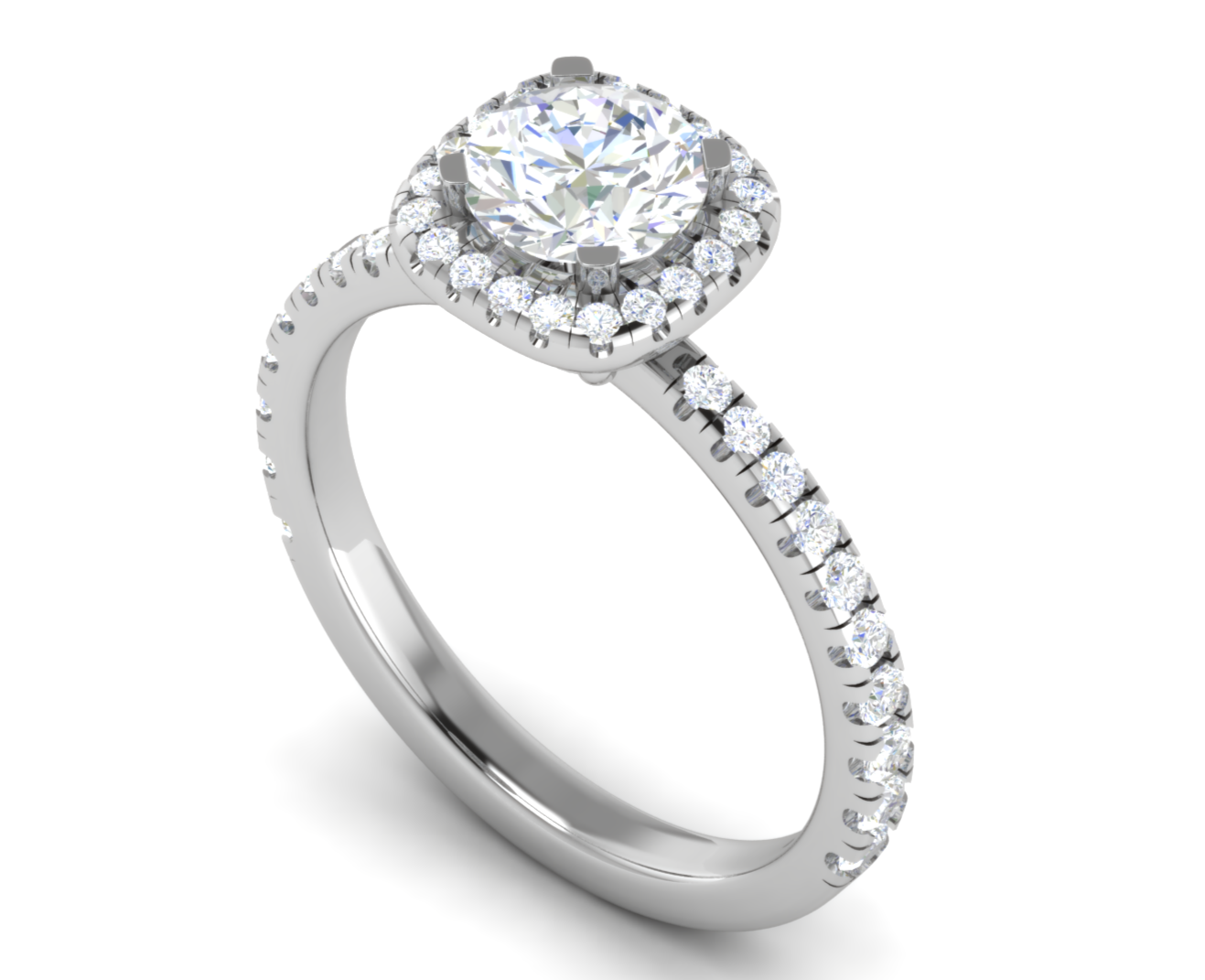 0.70 cts Solitaire with Square Halo Diamond Shank Platinum Ring JL PT RH RD 108   Jewelove.US