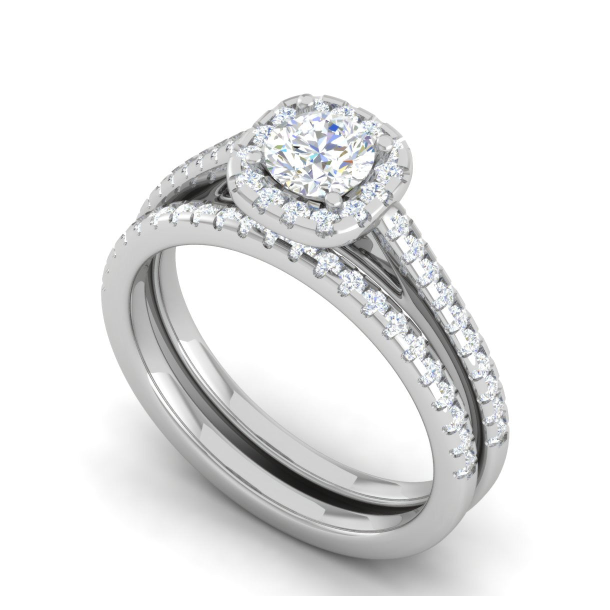 0.25 cts Solitaire Halo Diamond Split Shank Platinum Ring for Women JL PT RV RD 140   Jewelove