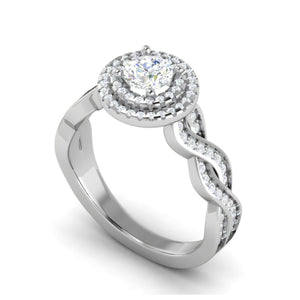 0.50 cts Solitaire Double Halo Diamond with Twisted Shank Platinum Ring JL PT RH RD 275   Jewelove.US