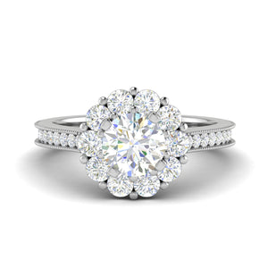 0.70cts Solitaire Halo Diamond Shank Platinum Diamond Ring JL PT RH RD 162   Jewelove.US
