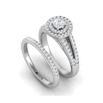 Load image into Gallery viewer, 0.30 cts Solitaire Double Halo Diamond Split Shank Platinum Ring JL PT MHD272   Jewelove.US
