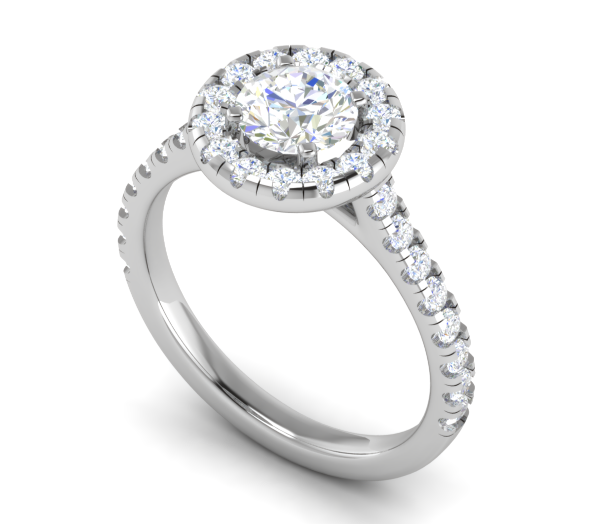 1.00 cts Solitaire Halo Diamond Shank Platinum Ring JL PT RH RD 103   Jewelove.US