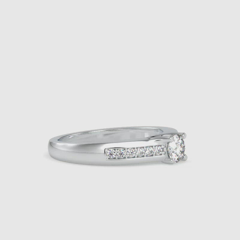 30-Pointer Platinum Solitaire Engagement Ring for Women with Accent Diamonds JL PT G 119