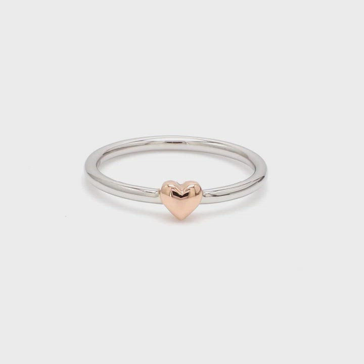 Tiny Heart Shape Platinum Rose Gold Fusion Ring for Women JL PT 628