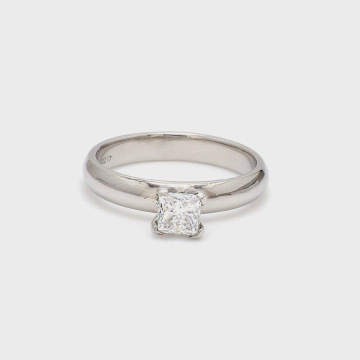 30 Pointer Princess Cut Solitaire Platinum Ring with 4 Prongs JL PT 440-A