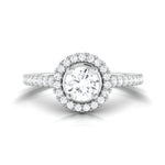 Load image into Gallery viewer, 50-Pointer Platinum Halo Solitaire Ring with Diamond Shank for Women JL PT 977
