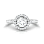 Load image into Gallery viewer, 50-Pointer Platinum Halo Solitaire Ring with Diamond Shank for Women JL PT 977   Jewelove.US
